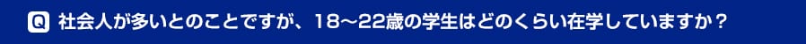 社会人が多いとのことですが、18～22歳の学生はどのくらい在学していますか？